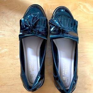 Primark black patten leather loafers with flap and tassel